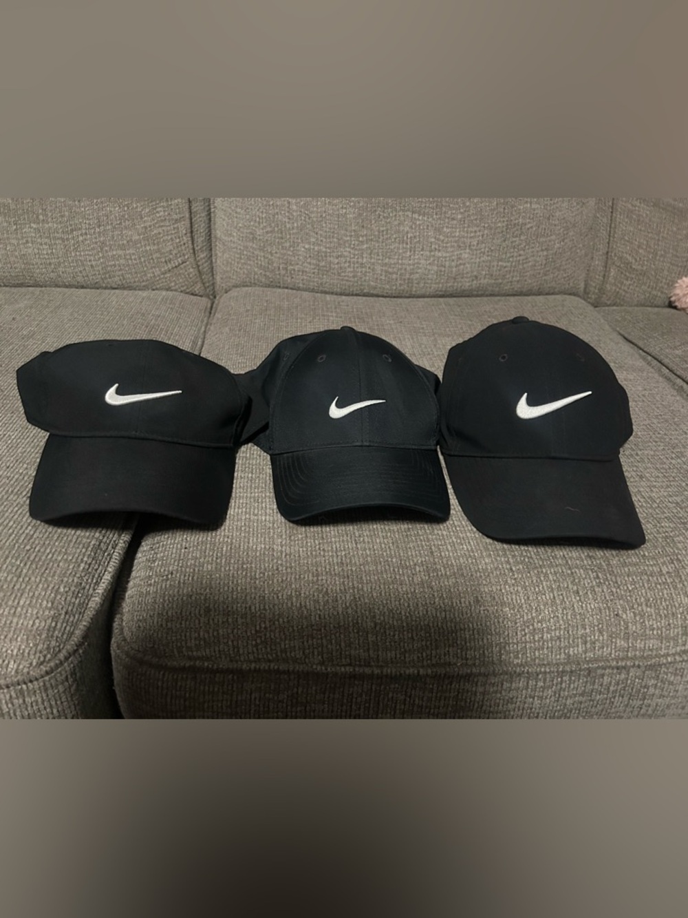 Nike Legacy91 Dri-Fit Black Caps with White Swoosh Set of 3 Men's Baseball Hats